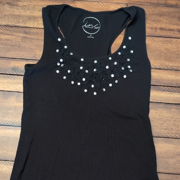 INC International Concepts Tops - INC International Concepts Black Embellished Women's Top